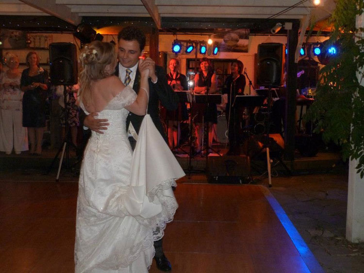 George and Jo's Wedding Reception at The Perch, Oxfordshire with Down for the Count, London Swing Function Band