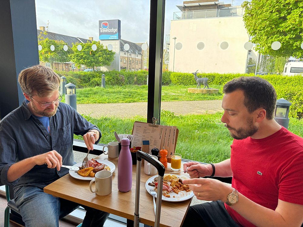 Down for the Count having a Travelodge breakfast