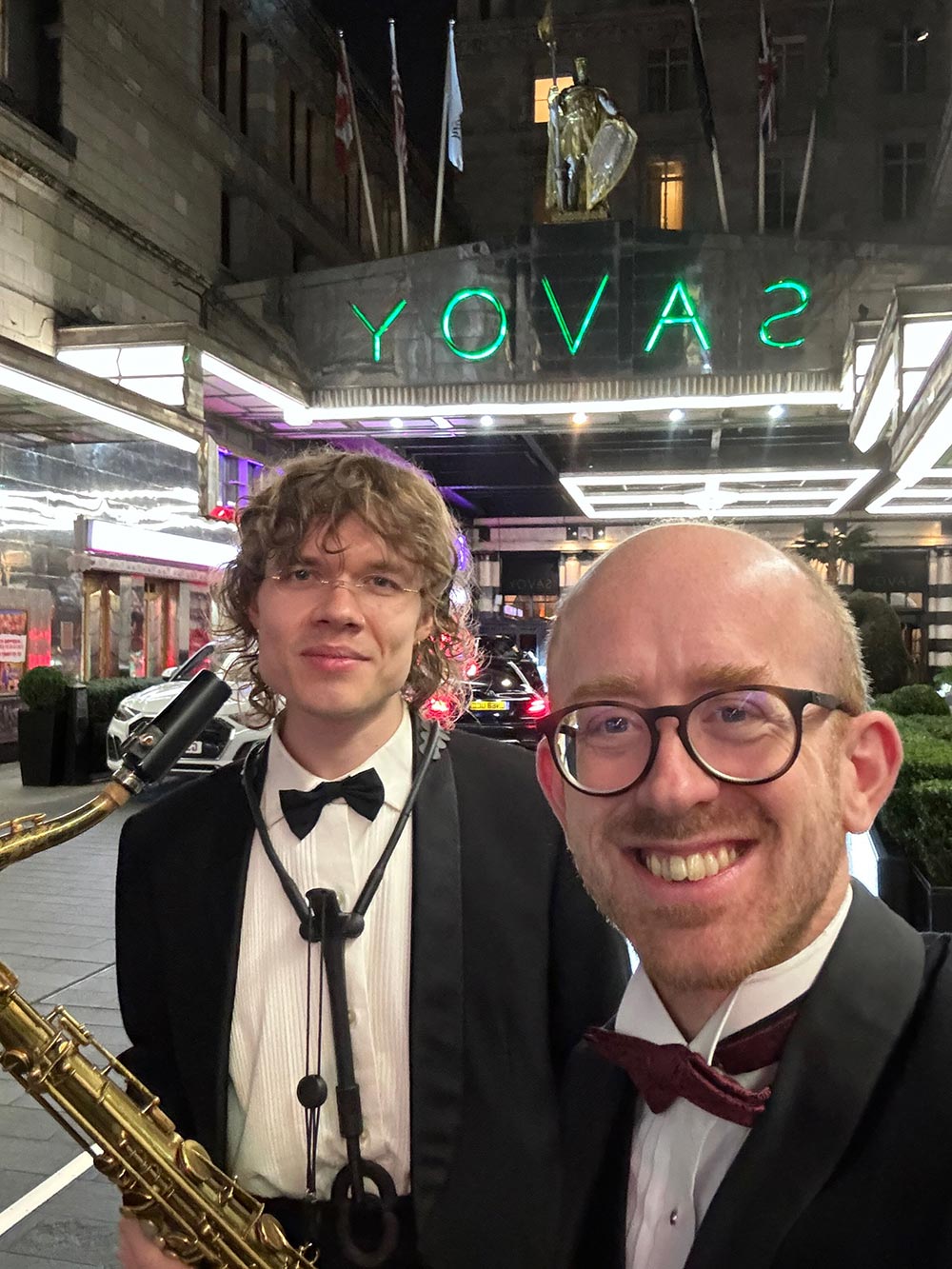 Live music for hire at The Savoy Hotel, London with Down for the Count's wedding and corporate event musicians